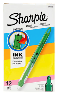 HIGHLIGHTER, SHARPIE, CHISEL TIP, LIQUID, GREEN, 12/CT MAIN